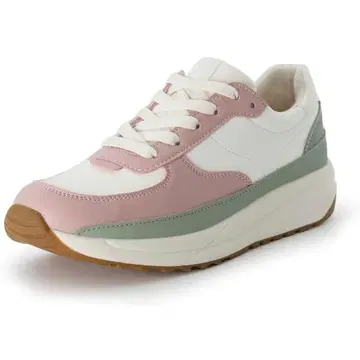 [ CUSHIONAIRE ] 통굽 캐주얼 스니커즈 핑크 그린