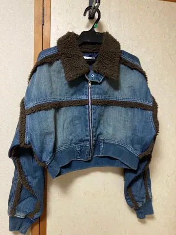 EVRIS 데님 보아 블루종 인디고 블루