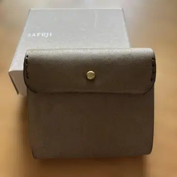SAFUJI 그레이 가죽 접이식 지갑