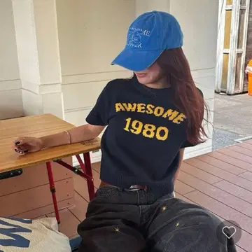 nugu im 1980 하프 니트 T셔츠