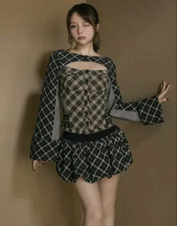 andmary Nancy check skirt