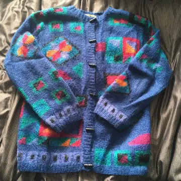 레어 90s 모헤어 L.L.Bean 올 패턴 모헤어 가디건 구제 의류