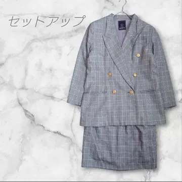 셋업 스커트 그레이 계열 체크 무늬 포멀 캐주얼