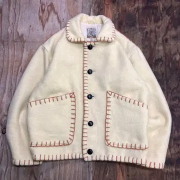90s 울 담요 스티치 니트 자켓 카우친 VINTAGE