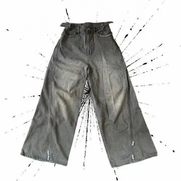 GRANCY 지퍼 디자인 배기 데님 팬츠