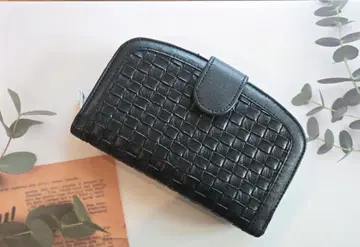 개운 금전운 지갑 뜨개질 가죽 접이식 지갑 블랙