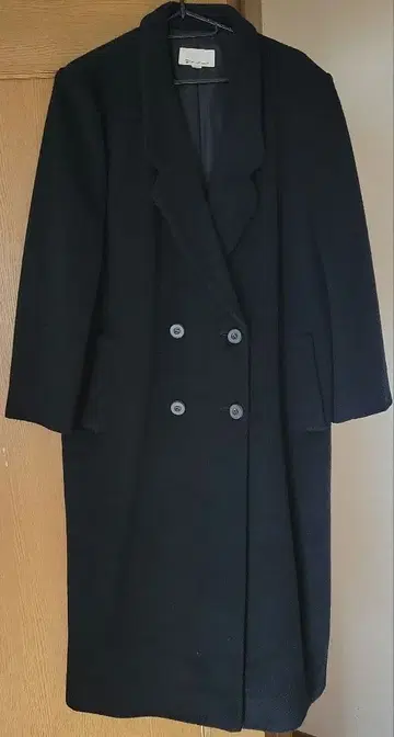 캐시미어 92% 블랙 더블 롱 코트 일본제