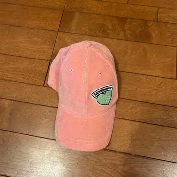 코듀로이 핑크 캡 펭귄 자수
