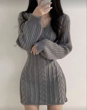 그레이 니트 미니 원피스 s