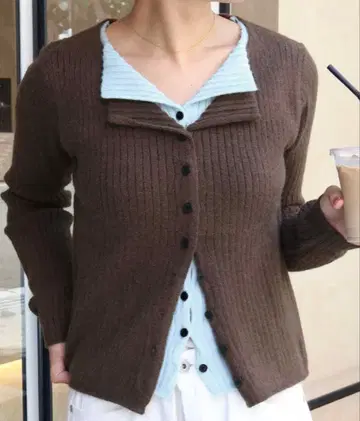 titivate 레이어드 스타일 리브 니트탑 네이비