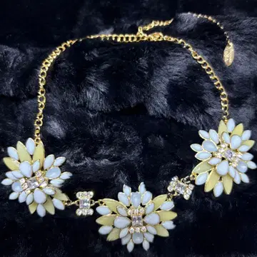 비즈 목걸이 스카이블루 골드