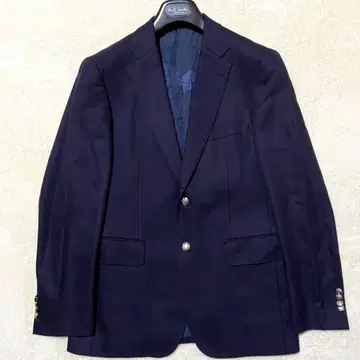 [ 고품질 ] 폴스미스 테일러드 자켓 은색 버튼 안감 올 패턴 네이비 L