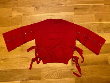 디자인 니트탑 빨간색 니트