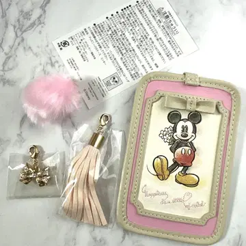 [미사용] Disney 미키 패스 케이스 핑크 IC 카드 교통카드 지갑