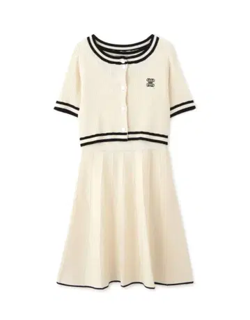 아이보리 세일러 카라 반팔 니트 원피스