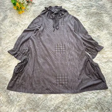 프릴 칼라 튜닉 원피스 [ F ] 다크 그레이 드로스트 루즈핏