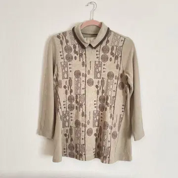 린넨 폴로 옷깃 따뜻한 극상의 촉감 긴팔 상의 M 사이즈 겨울 의류