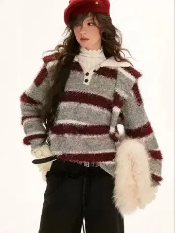 mamc 니트 보더 후드 부착