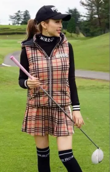 MIRROR9 미러나인 체크 골프 베스트다운 리버서블