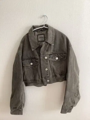 ZARA 카키 크롭 데님 자켓 M