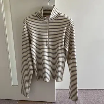 Healthknit 스트라이프 하프 지퍼 긴팔 M