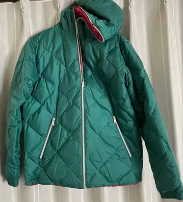 다케오 키쿠치 리버서블 그린 x 와인 레드 다운 자켓 후드 부착