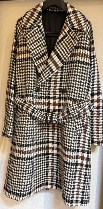 hevo 체크 무늬 더블 브레스트 코트