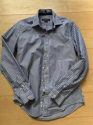 ZARA MAN 슬림핏 긴팔 셔츠 스트라이프 파랑 40