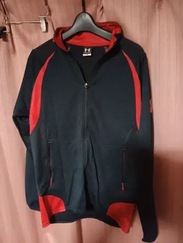 UNDER ARMOUR 풀 집업 저지 SM 네이비/레드