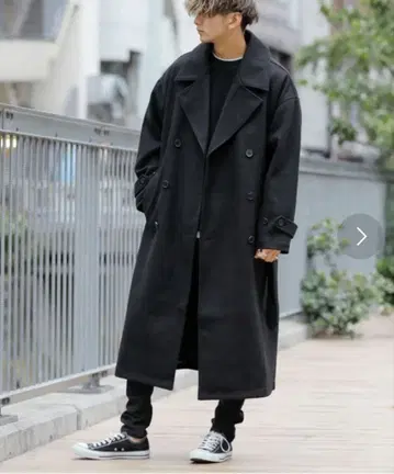 오버 사이즈 블랙 트렌치코트