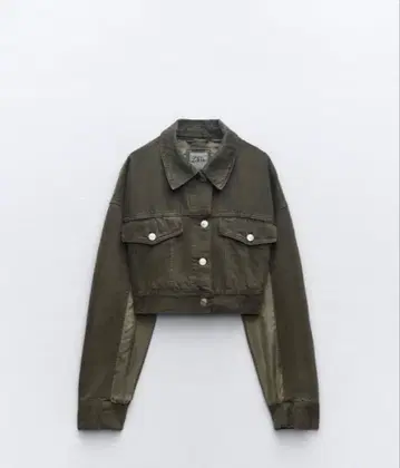 ZARA 올리브 크롭 데님 자켓