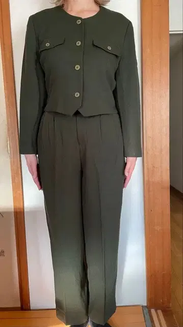 COMME CA DU MODE 볼레로 팬츠 세트 올리브 그린