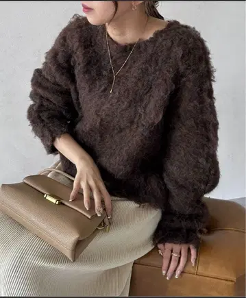 숏 기장 샤기 니트 풀오버 Thevon ZOZO