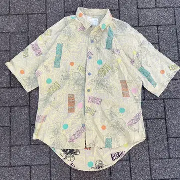 USA 제조 빈티지 코튼 하와이안 셔츠 리버스 프린트