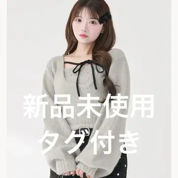 미사용 새상품 다리치 아지메 레이어드 니트탑 그레이