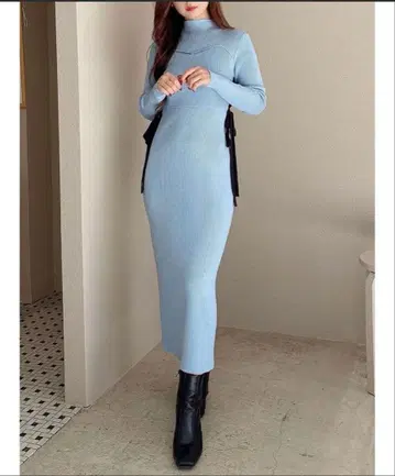 사이드 레이스업 니트 원피스 MERCURYDUO