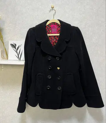 ANNA SUI 블랙 더블 브레스트 자켓 코트