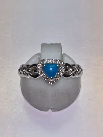 터콰이즈 다이아 0.14ct K14 화이트 골드 2.1g 11.5호