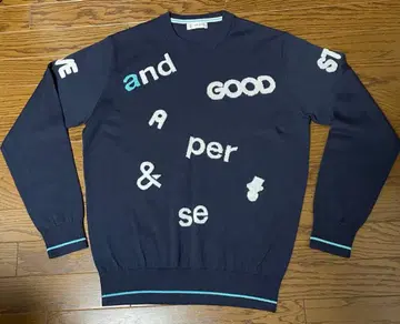 네이비 문자 자수 스웨터 L