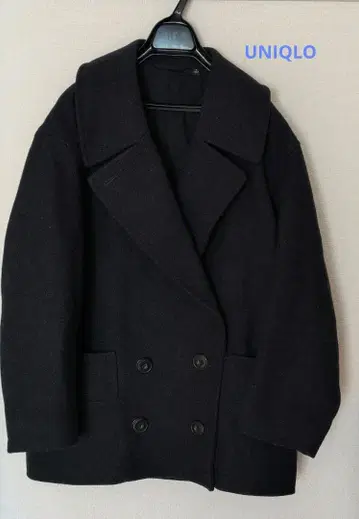 다크 그레이 더블 브레스트 울 코트 UNIQLO