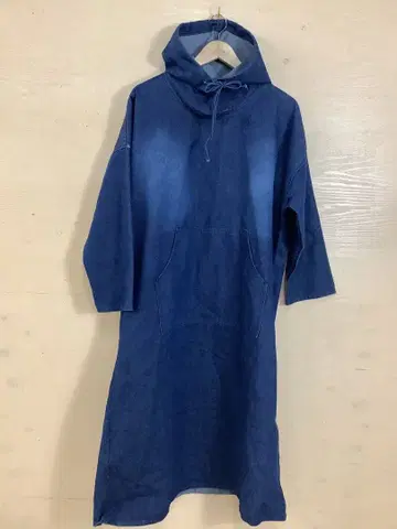 12.8 A285 데님 블루 후드 부착 원피스 롱 빅 실루엣