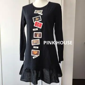 컨디션 최상 핑크하우스 프릴 긴팔 티셔츠 튜닉 멜로즈