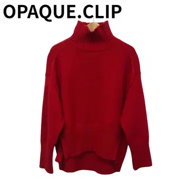 오페크 도트 클립 레드 터틀 니트 넥 스웨터 사이드 슬릿