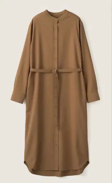 울 혼방 밴드 카라 셔츠 원피스 소 톨