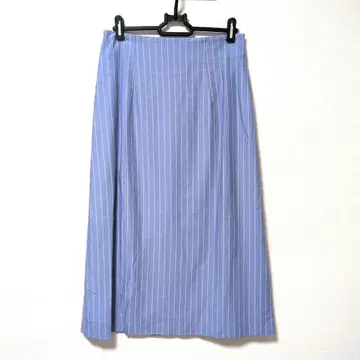리플렉트 워셔블 스트라이프 패턴 내로우 타이 스커트 M 블루 밴딩