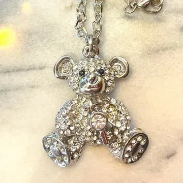 귀여워! 반짝반짝 곰돌이 목걸이 실버