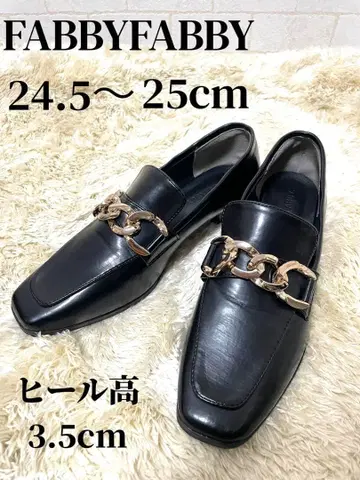 새상품급 파비파비 FABBY FABBY 체인 로퍼 블랙 L