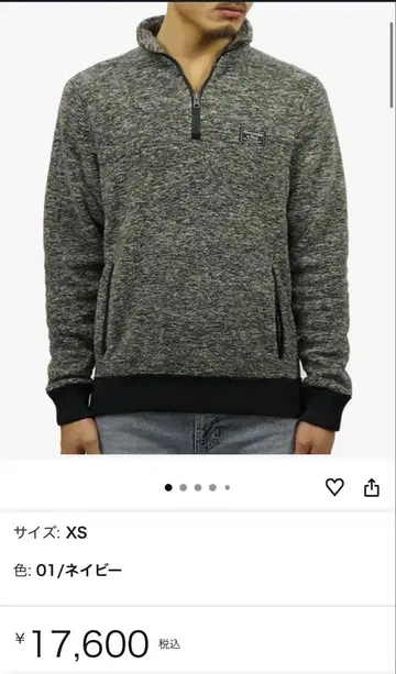 아바클로 하프 지퍼 네이비 맨투맨