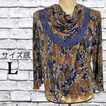 P69 여성용 상의 블라우스 7부 소매 레이스 올 패턴 꽃무늬 여성빈티지