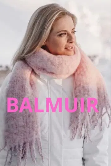 BALMUIR 그레이 모헤어 머플러 대형 핑크 프린지 머플러